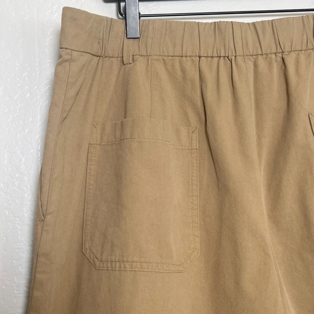 •VINCE• Washed‎ High Waisted Cotton Twill Shorts in Cocoon Khaki Beige Size 16